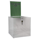 SBB-1212-H: 12 Square Acrylic Locking Ballot Box w/Removable Header